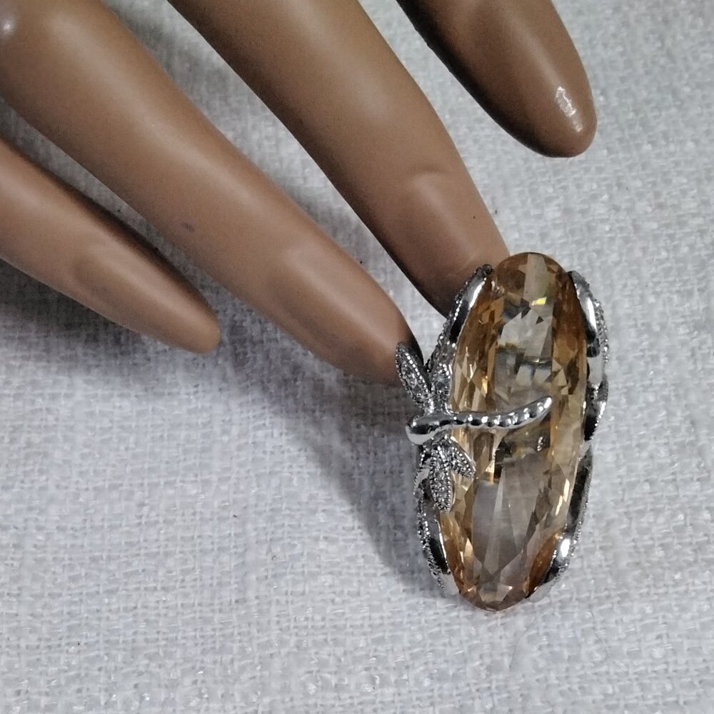 Stunning Silver Tone Dragonfly Statement Bold Rin… - image 6